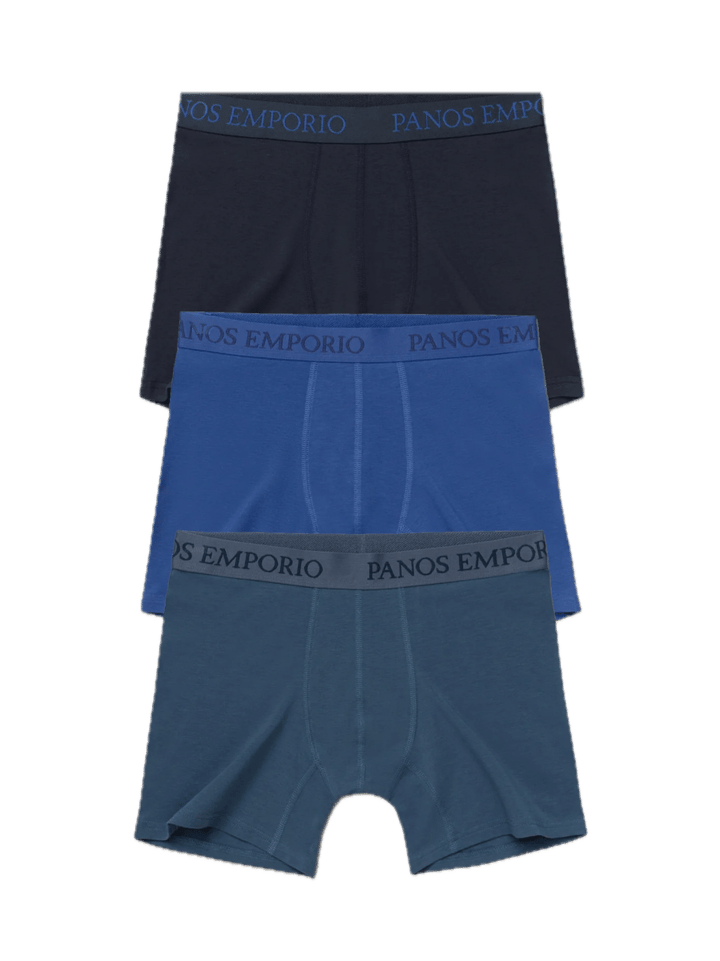Panos Emporio 3pk Base Bamboo Boxer Blue Quartz/bering Sea/navy Panos Emporio