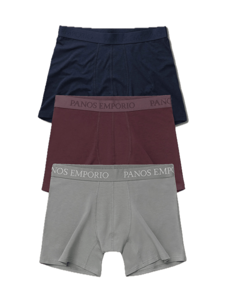 Panos Emporio 3pk Base Bamboo Boxer Navy/brushed Nickel/vineyard Wine Panos Emporio