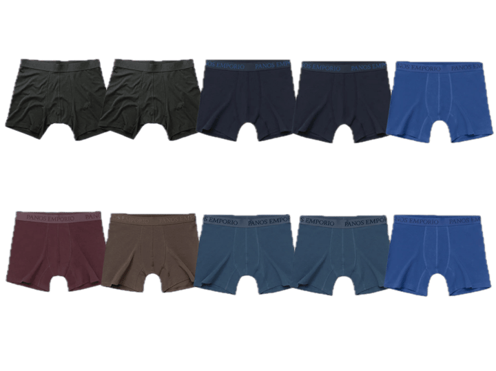 Panos Emporio 10pk Base Bamboo Boxer Vineyard Wine/bering Sea/blue Quartz/navy/coffee Quartz Panos Emporio