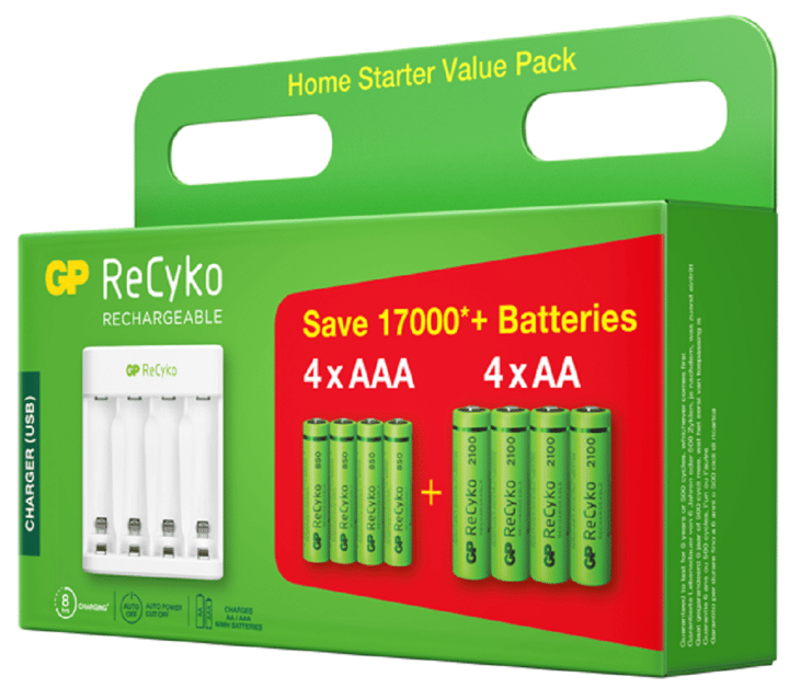 GP Batterier Gp Recyko E411 Charger 4x Aa 2100mah Og 4x Aaa 850mah Batterier GP Batterier GP Batterier Gp Recyko E411 Charger 4x Aa 2100mah Og 4x Aaa 850mah Batterier GP Batterier