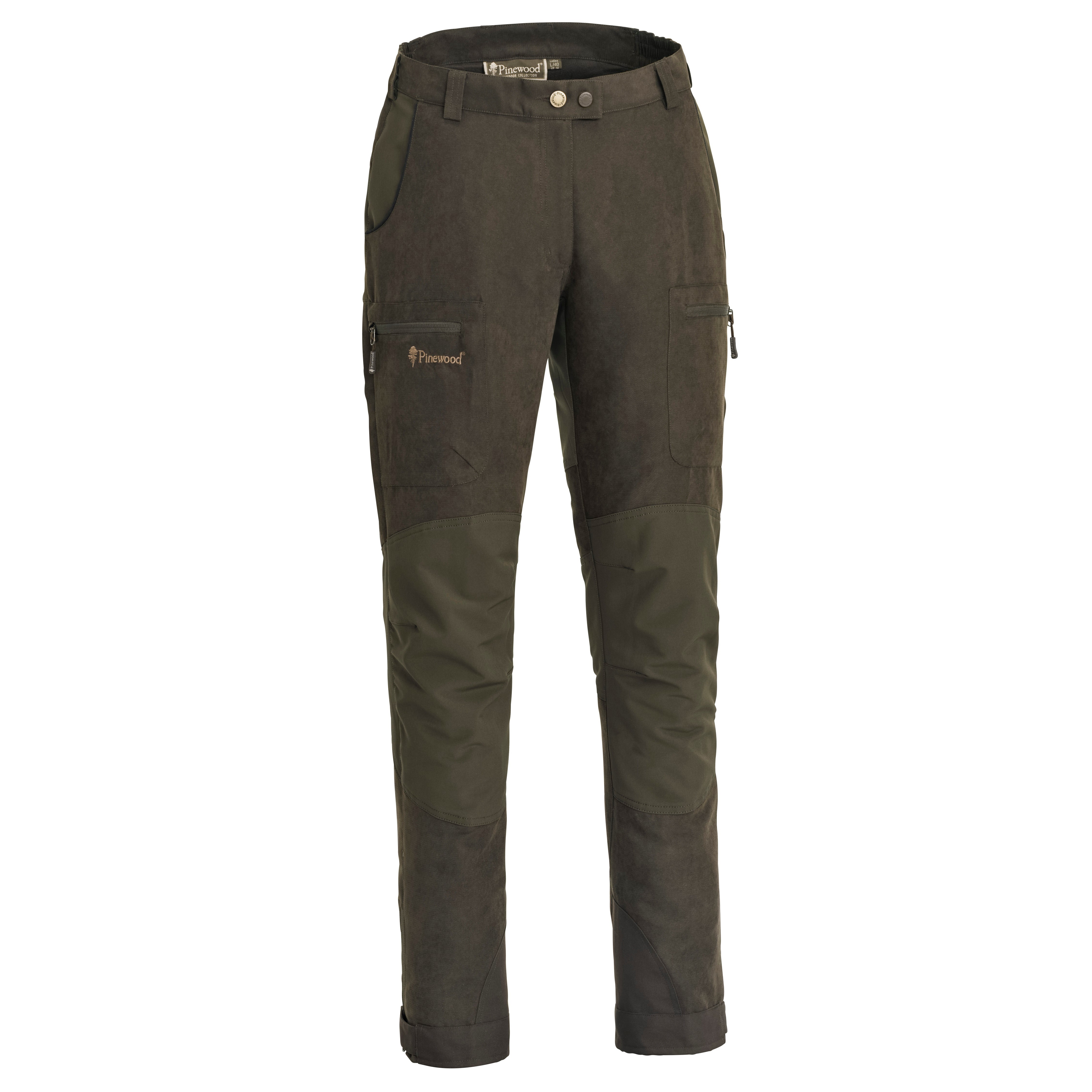 Pinewood Women's Caribou Hunting Trousers (2018) Suede Brown/Dark Olive Jaktbyxor Mockabrun/Mörkoliv 40