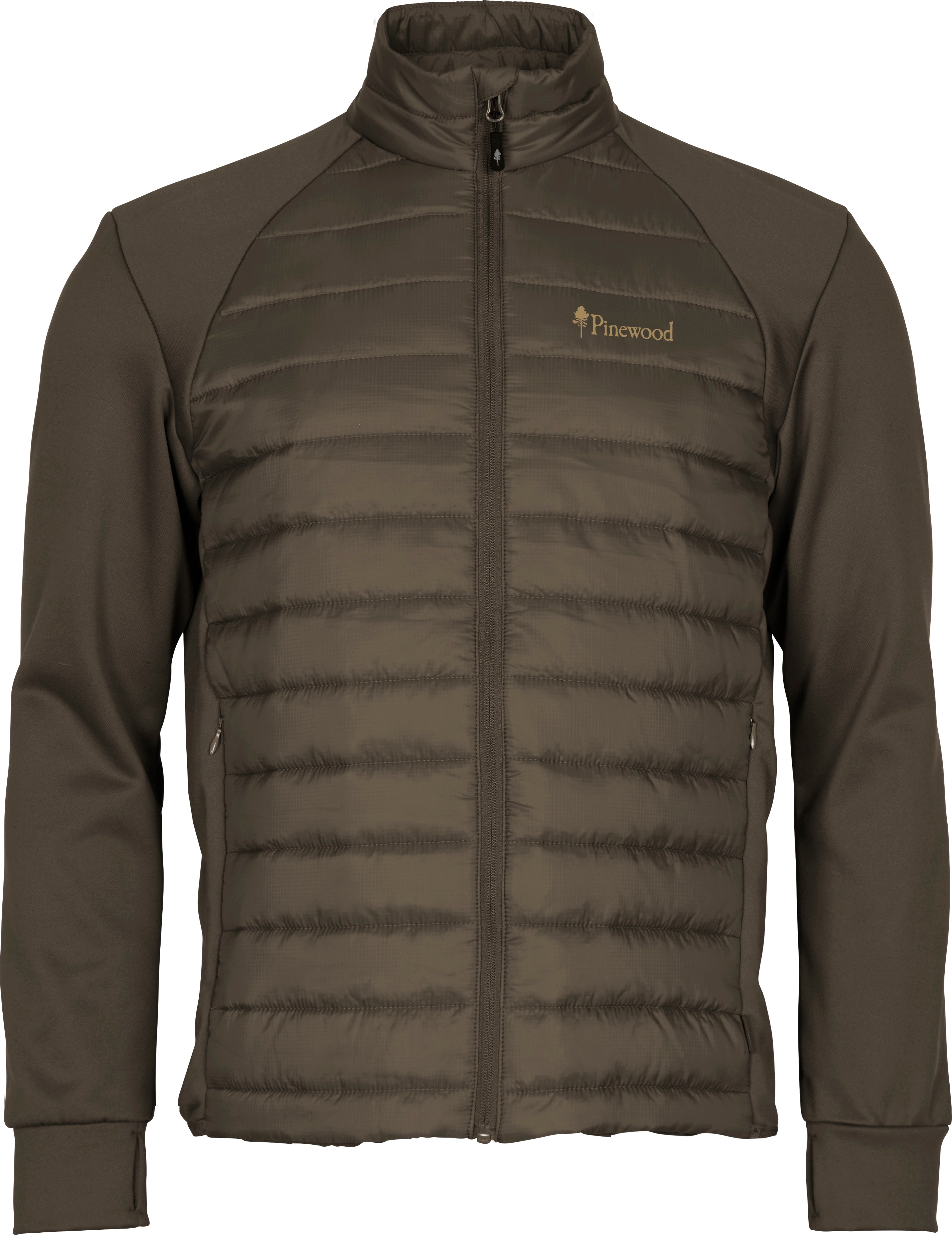 Pinewood Men's Finnveden Hybrid Power Fleece Jacket Dusty Brown Syntetfyllda mellanlagersjackor L