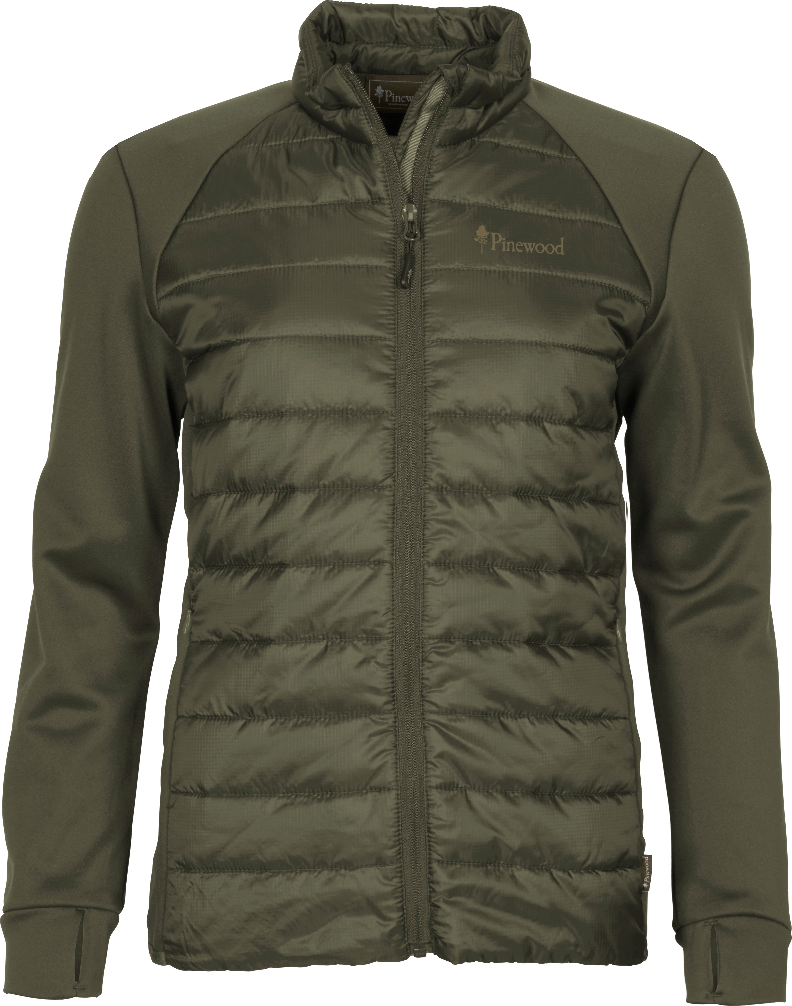 Pinewood Women's Finnveden Hybrid Power Fleece Jacket Olive Syntetfyllda mellanlagersjackor L