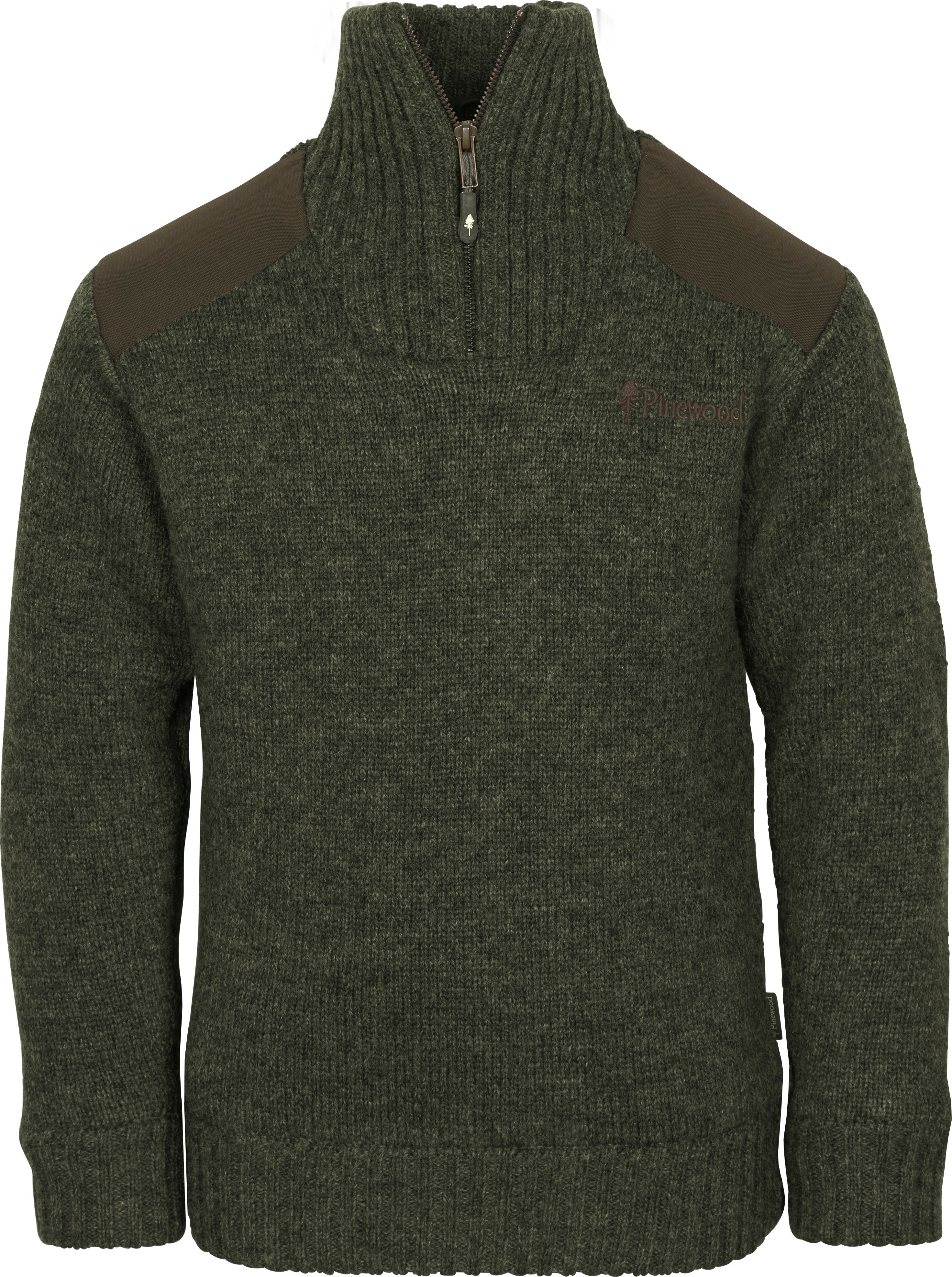 Pinewood Kids' Hurricane Sweater Dark Green Melange Långärmade vardagströjor D.Green Mel 140 cm