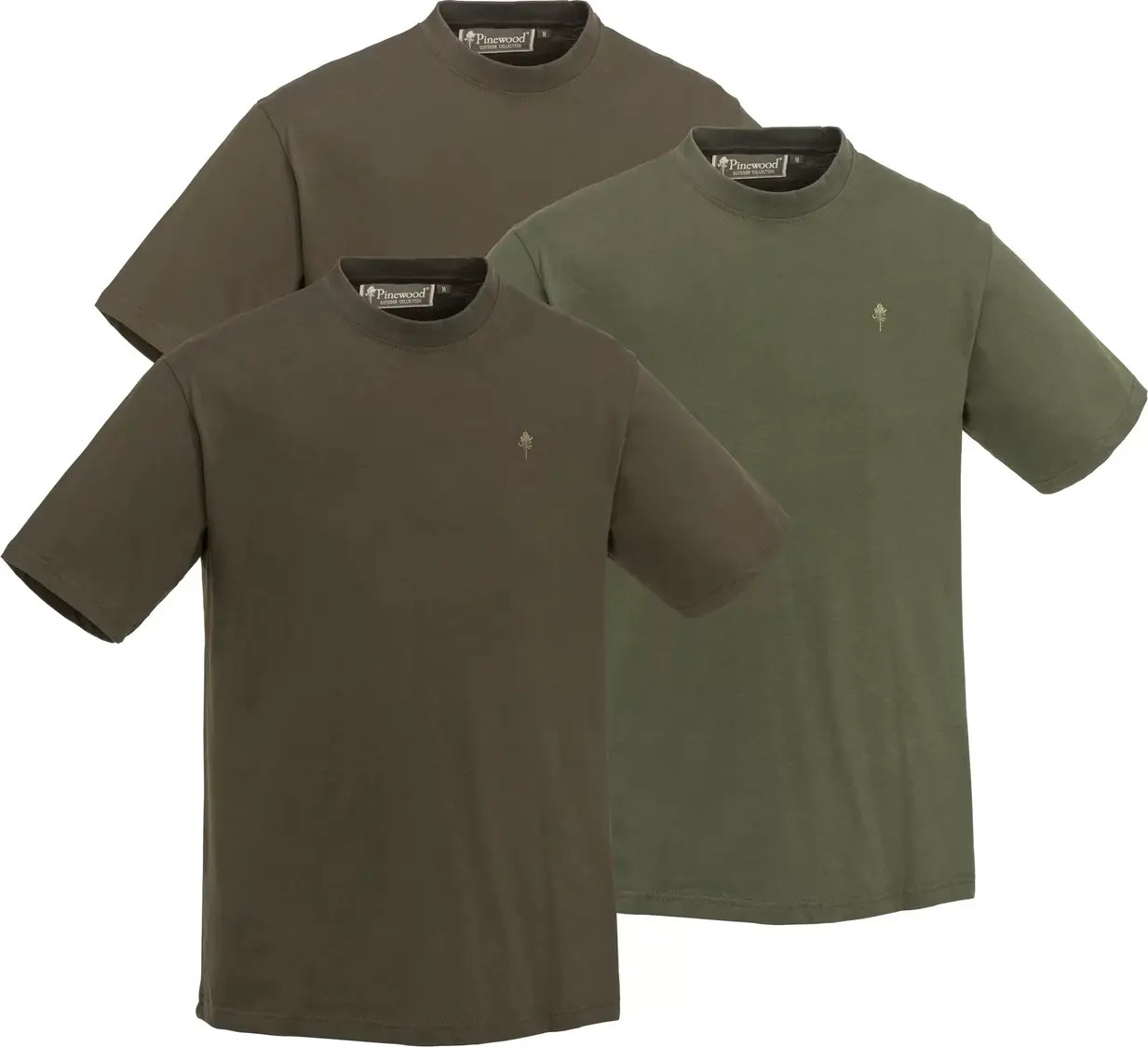 Men’s 3-pack T-Shirt Green/H.Brown/Khaki