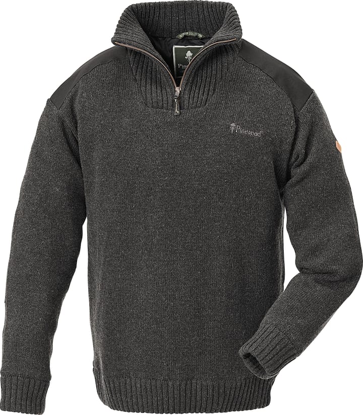 Pinewood Men's Hurricane Sweater Dark Grey Melange Pinewood