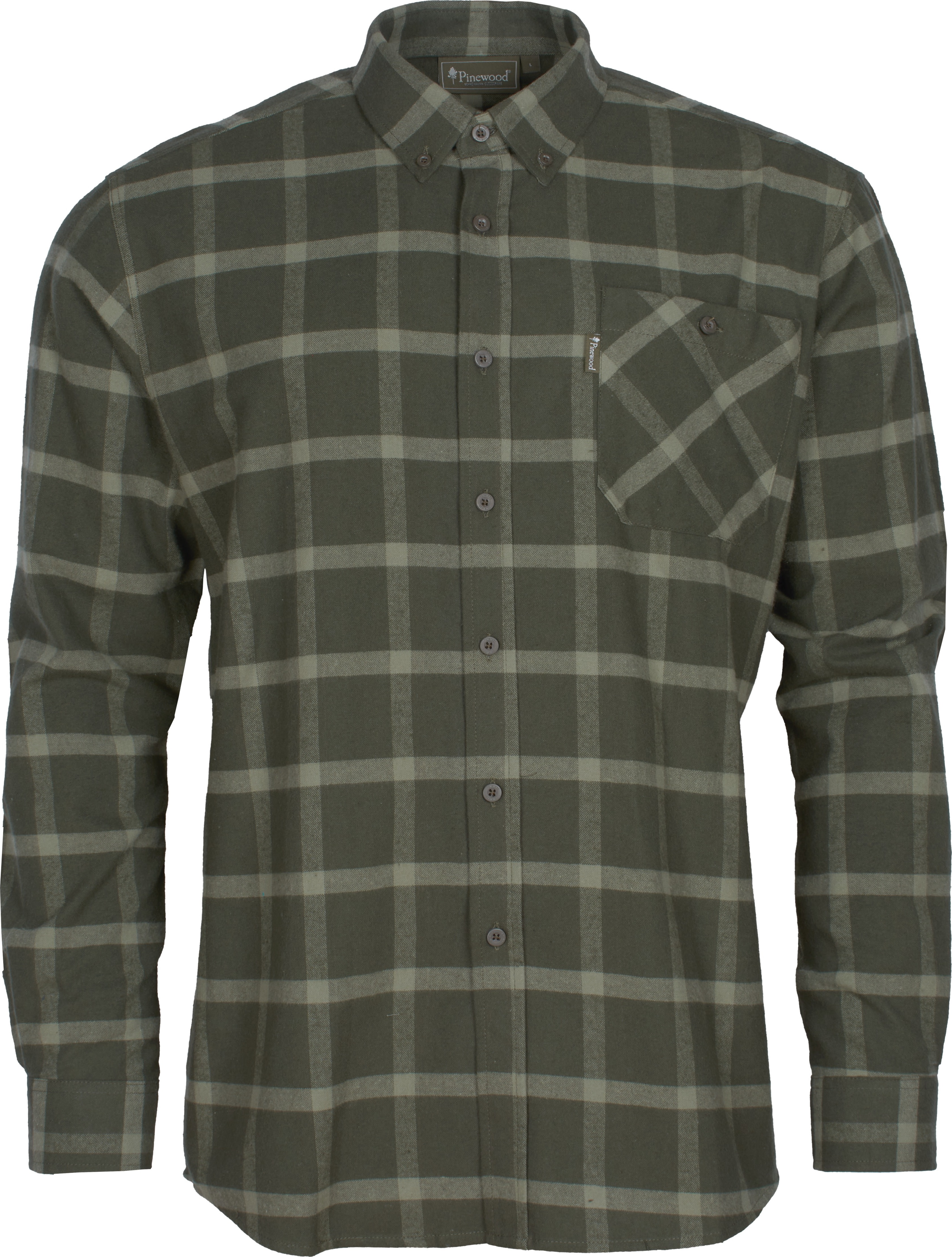 Pinewood Men's Värnamo Flannel Shirt Dark Green/Green Långärmade skjortor D.Green/Green S