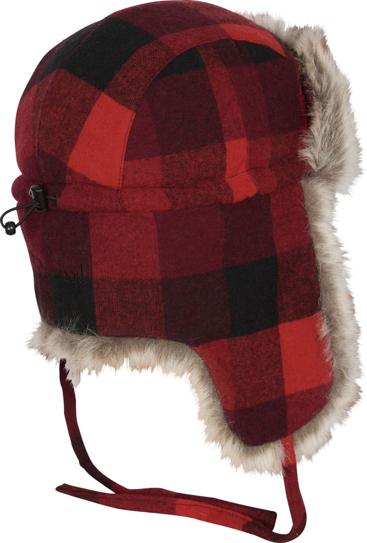 Pinewood Classic Checked Fur Hat Red/Black Pinewood