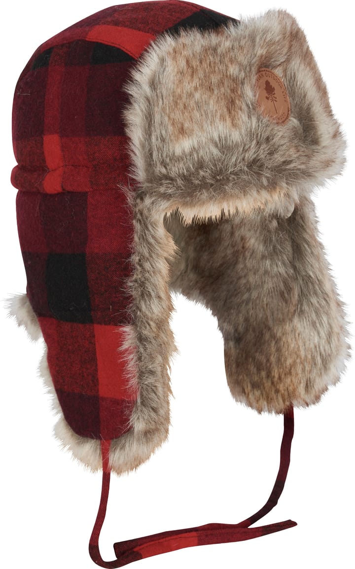 Pinewood Classic Checked Fur Hat Red/Black Pinewood