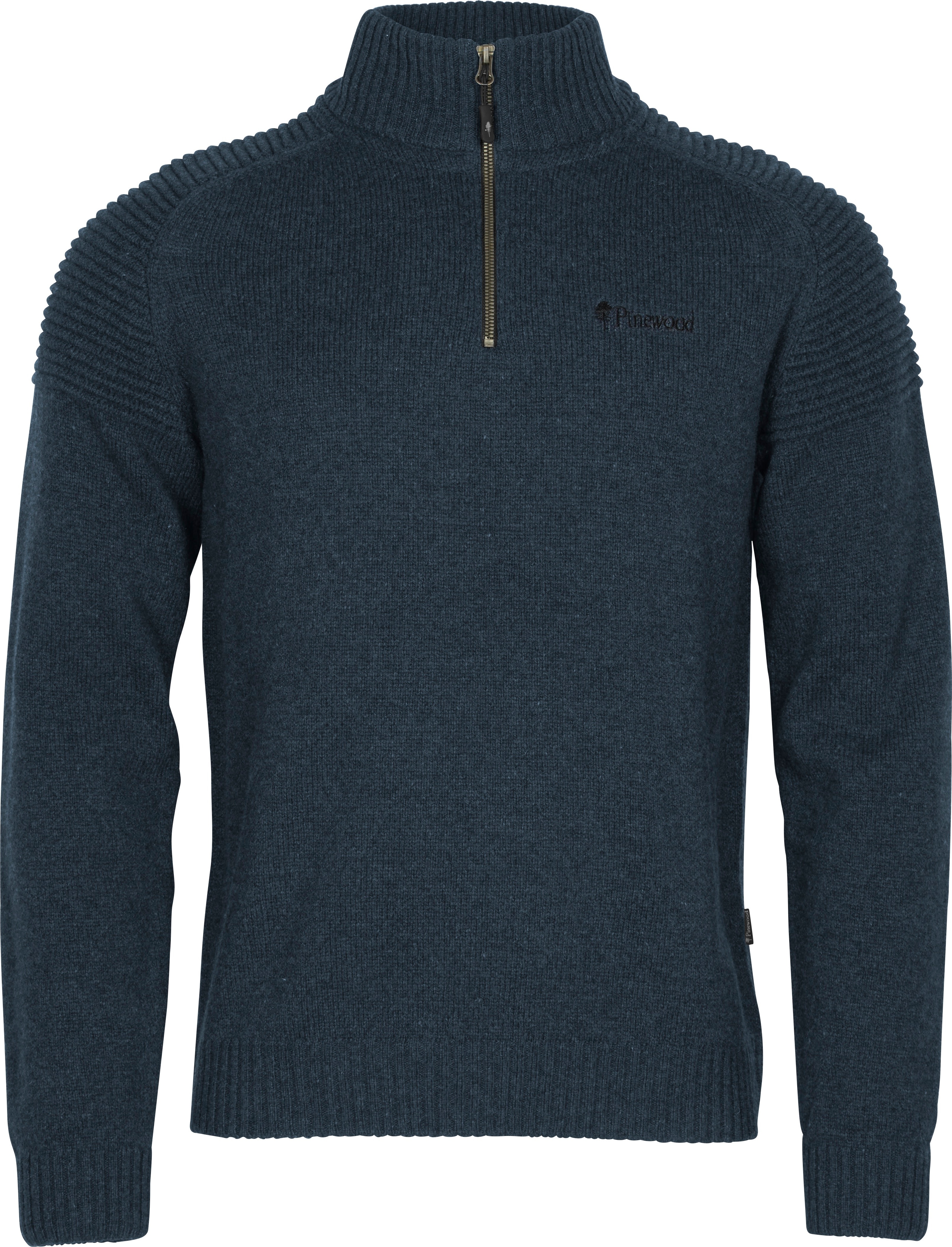 Pinewood Men's Värnamo T-Neck Sweater Dark Navy Melange Långärmade vardagströjor XXL