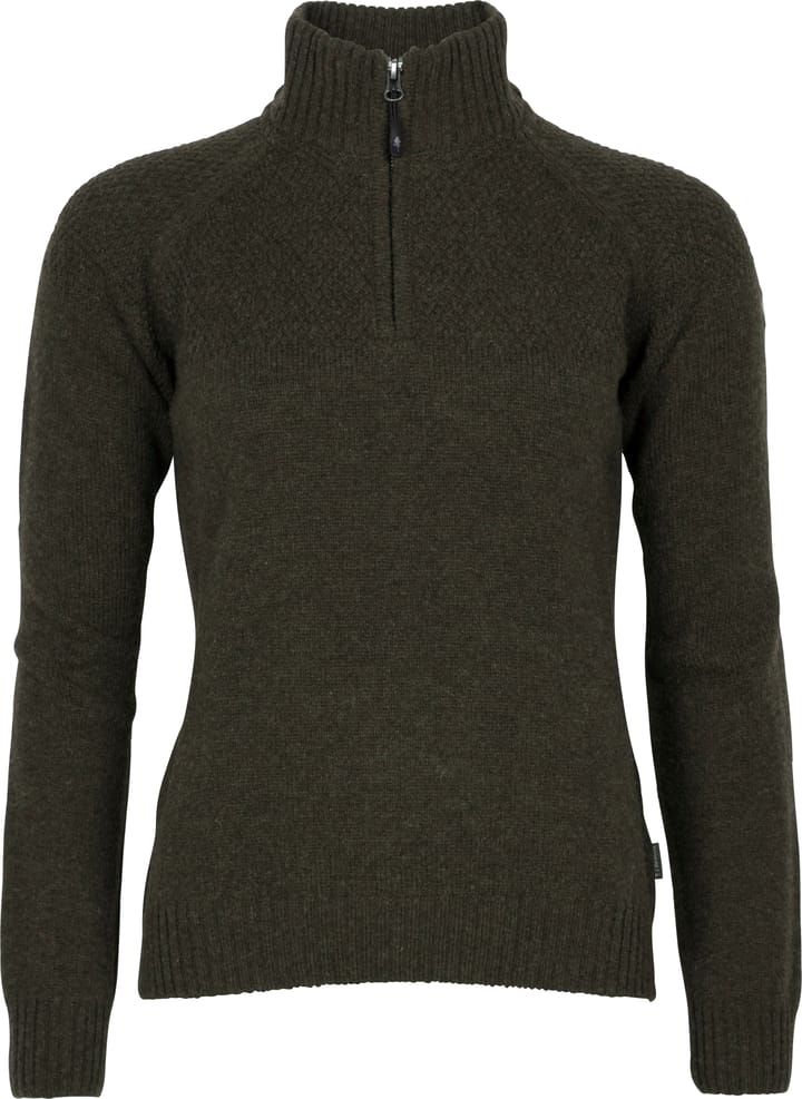 Pinewood Women's Värnamo T-Neck Sweater Dark Green Melange Pinewood