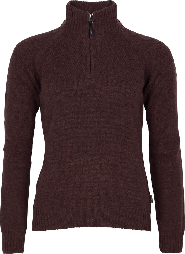 Pinewood Women's Värnamo T-Neck Sweater Earth Plum Melange Pinewood