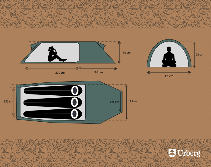 Urberg 3-person Tunnel Tent G5 Black Iris Urberg