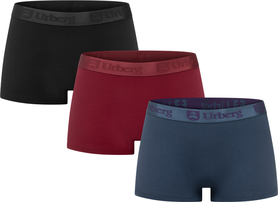 Urberg Women's Isane 3-pack Bamboo Boxers Cabarnet/Midnight Navy/Black Beauty