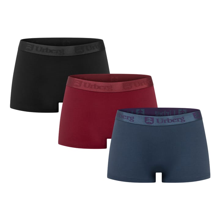 Urberg Women's Isane 3-pack Bamboo Boxers Cabarnet+midnight Navy+black Beauty Urberg
