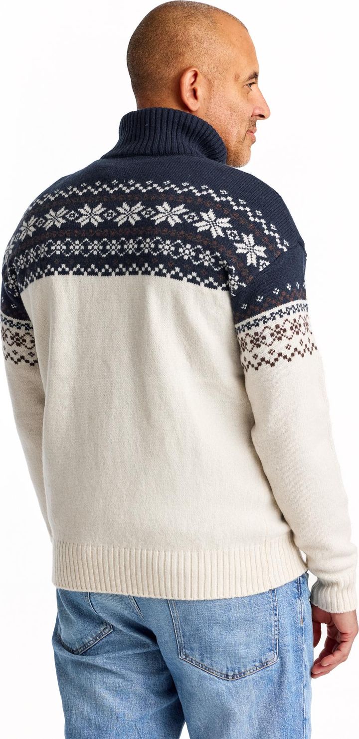 Gridarmor Men's Snøkrystall Half Zip Ullgenser Bright White/navy Blazer Gridarmor