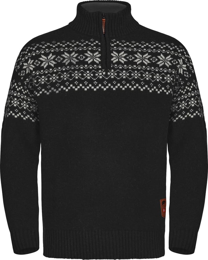 Gridarmor Men's Snøkrystall Half Zip Ullgenser Black/White Gridarmor