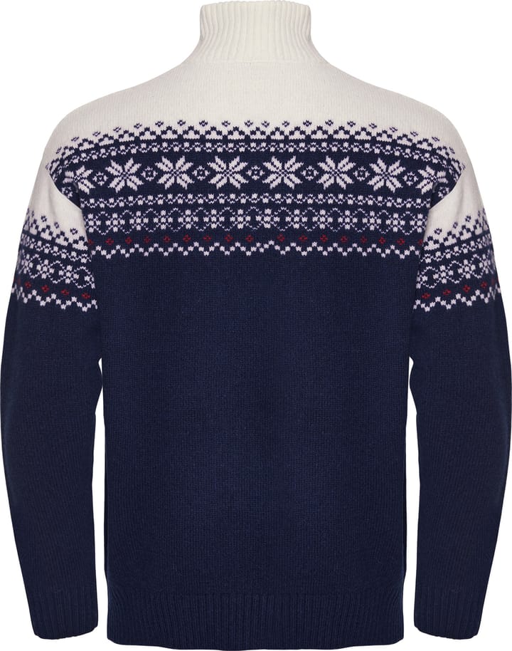 Gridarmor Men's Snøkrystall Half Zip Ullgenser Dark Navy/White/Red Gridarmor