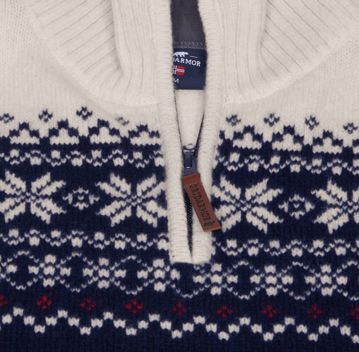 Gridarmor Men's Snøkrystall Half Zip Ullgenser Dark Navy/White/Red Gridarmor