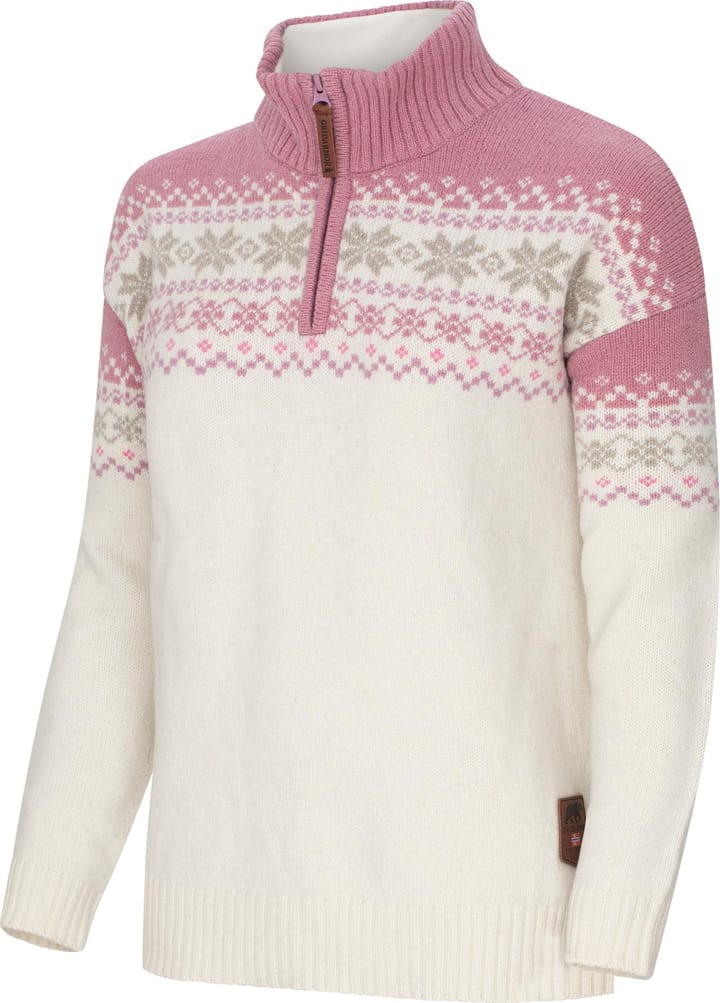 Gridarmor Women's Snøkrystall Half Zip Ullgenser Bright White Gridarmor