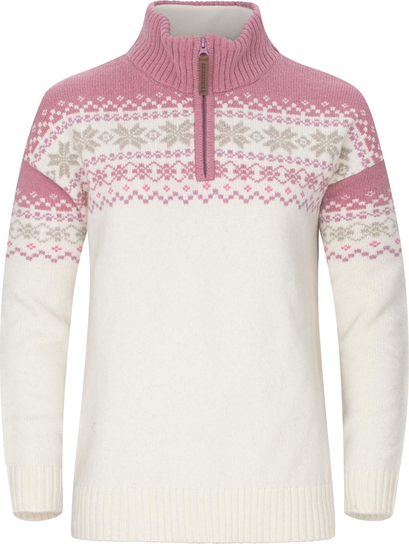 Gridarmor Women's Snøkrystall Half Zip Ullgenser Bright White