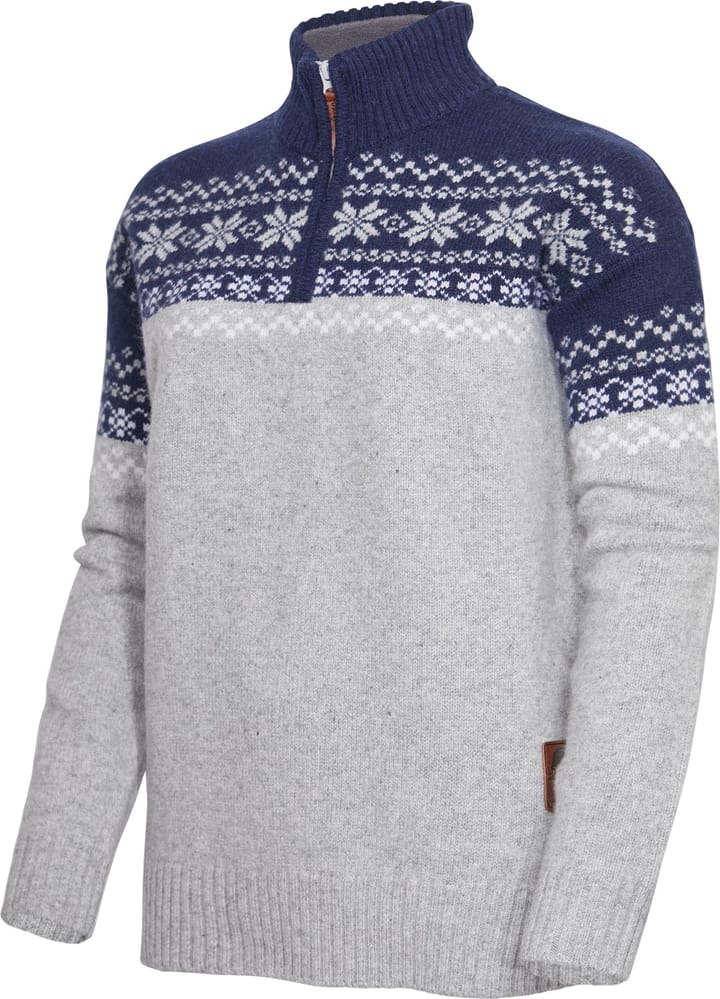Gridarmor Women's Snøkrystall Half Zip Ullgenser Light Grey/Dark Navy/White Gridarmor