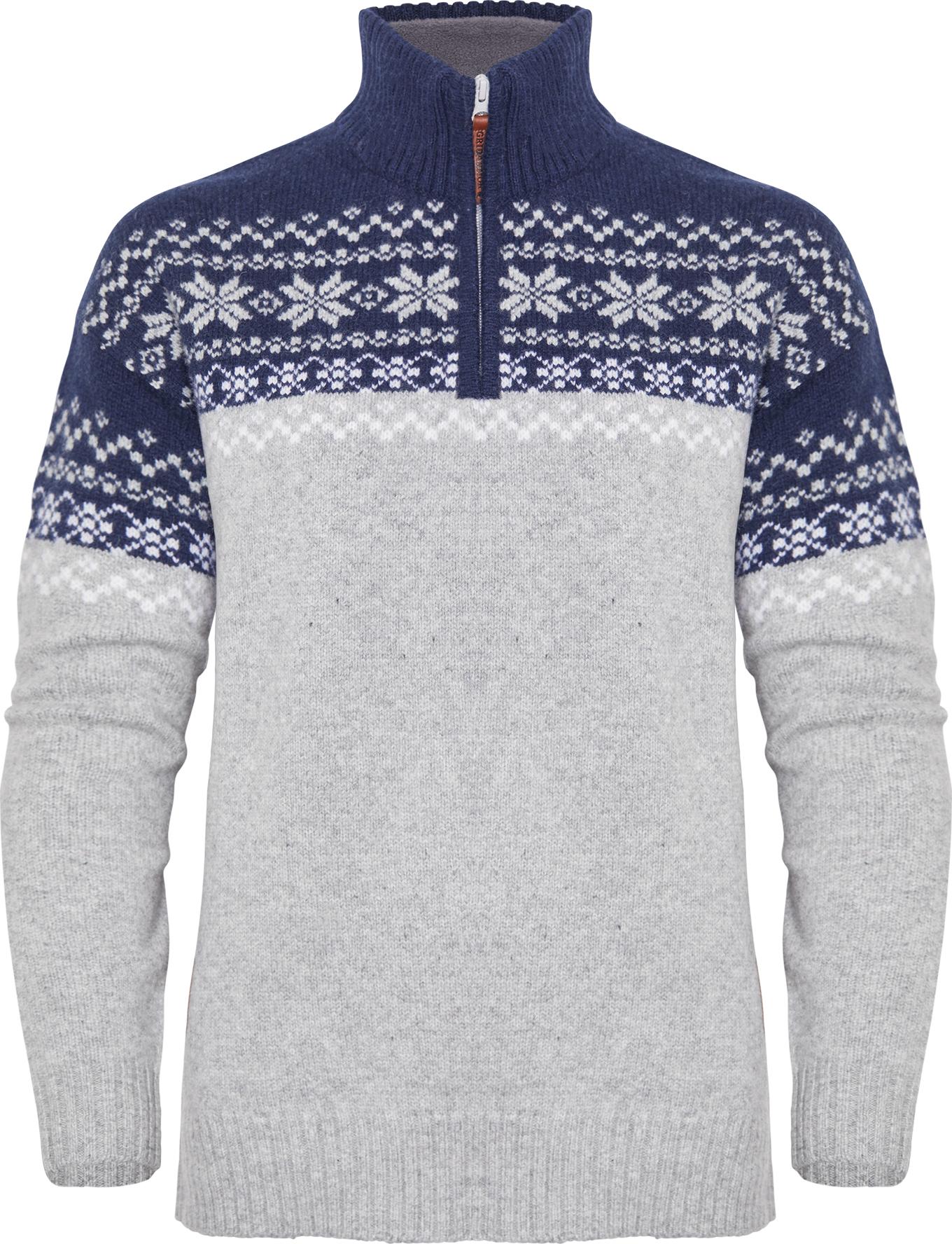Gridarmor Women's Snøkrystall Half Zip Ullgenser Light Grey/Dark Navy/White