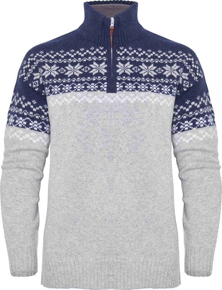 Gridarmor Women's Snøkrystall Half Zip Ullgenser Light Grey/Dark Navy/White Gridarmor