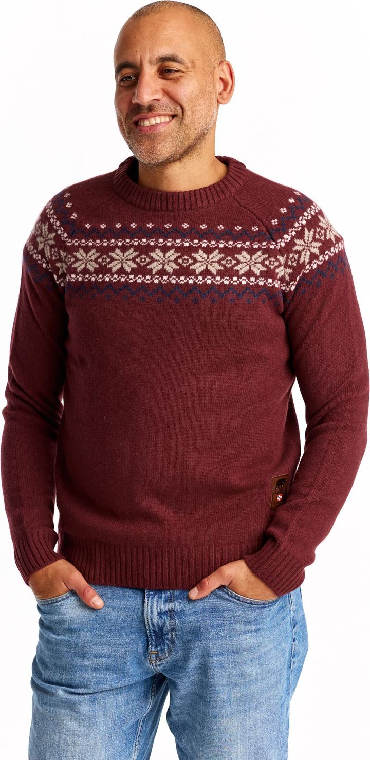 Gridarmor Men's Snøkrystall Round Neck Ullgenser Tawny Port Gridarmor