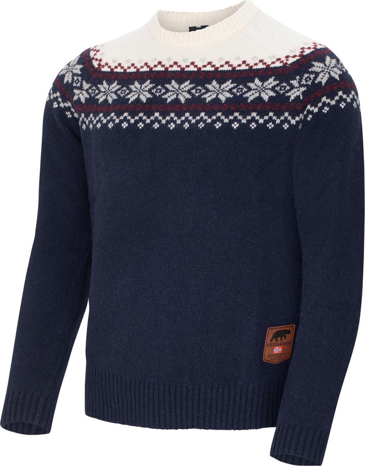 Gridarmor Men's Snøkrystall Round Neck Ullgenser Navy Blazer/bright White Gridarmor