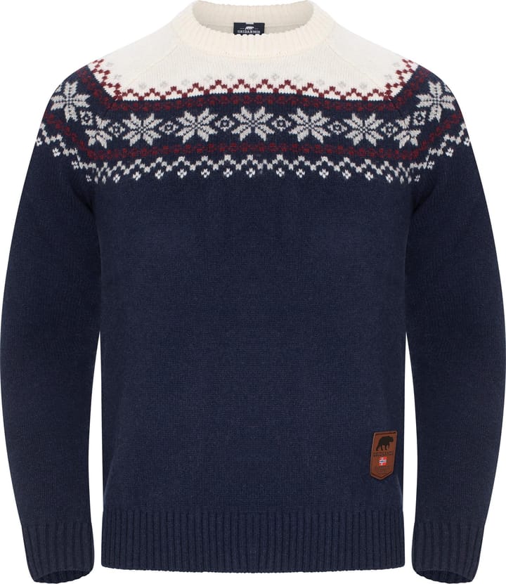 Gridarmor Men's Snøkrystall Round Neck Ullgenser Navy Blazer/bright White Gridarmor