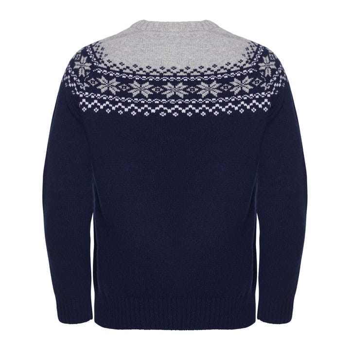 Gridarmor Men's Snøkrystall Round Neck Ullgenser Dark Navy/Light Grey/White Gridarmor