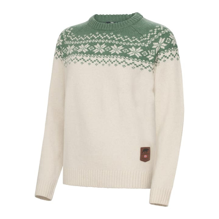 Gridarmor Women’s Snøkrystall Round Neck Ullgenser White/green Gridarmor