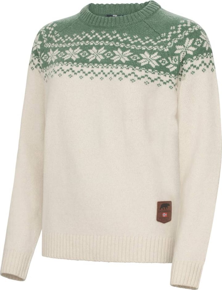 Gridarmor Women’s Snøkrystall Round Neck Ullgenser White/green Gridarmor