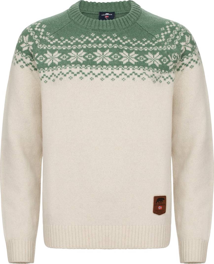 Gridarmor Women’s Snøkrystall Round Neck Ullgenser White/green