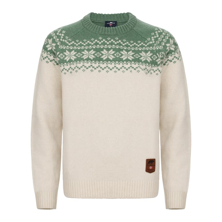 Gridarmor Women’s Snøkrystall Round Neck Ullgenser White/green Gridarmor