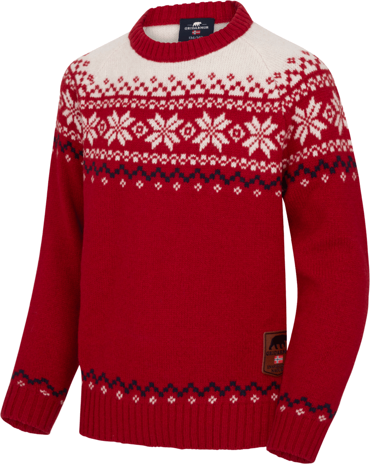 Gridarmor Kids' Snøkrystall Round Neck Ullgenser Scooter/bright White Gridarmor
