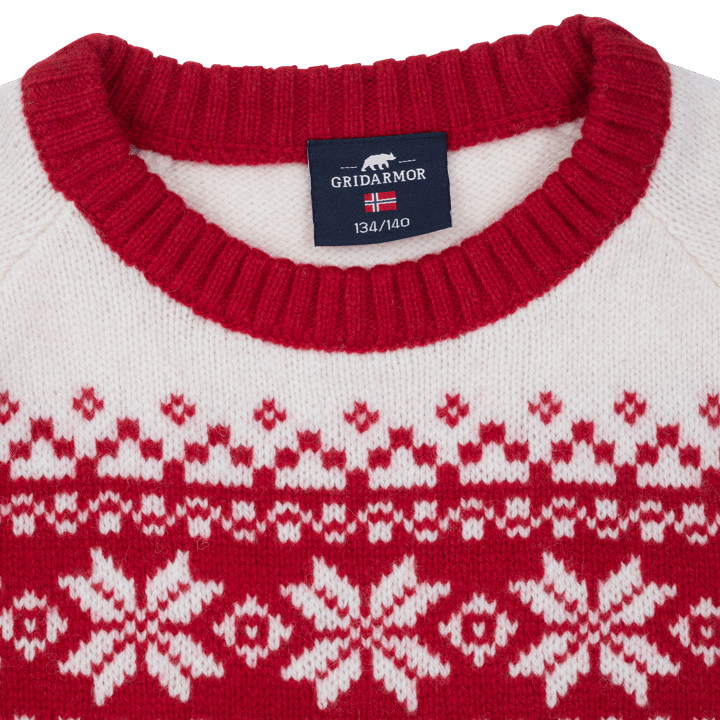 Gridarmor Kids' Snøkrystall Round Neck Ullgenser Scooter/bright White Gridarmor