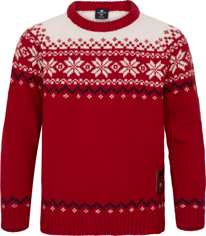 Gridarmor Kids' Snøkrystall Round Neck Ullgenser Scooter/bright White Gridarmor