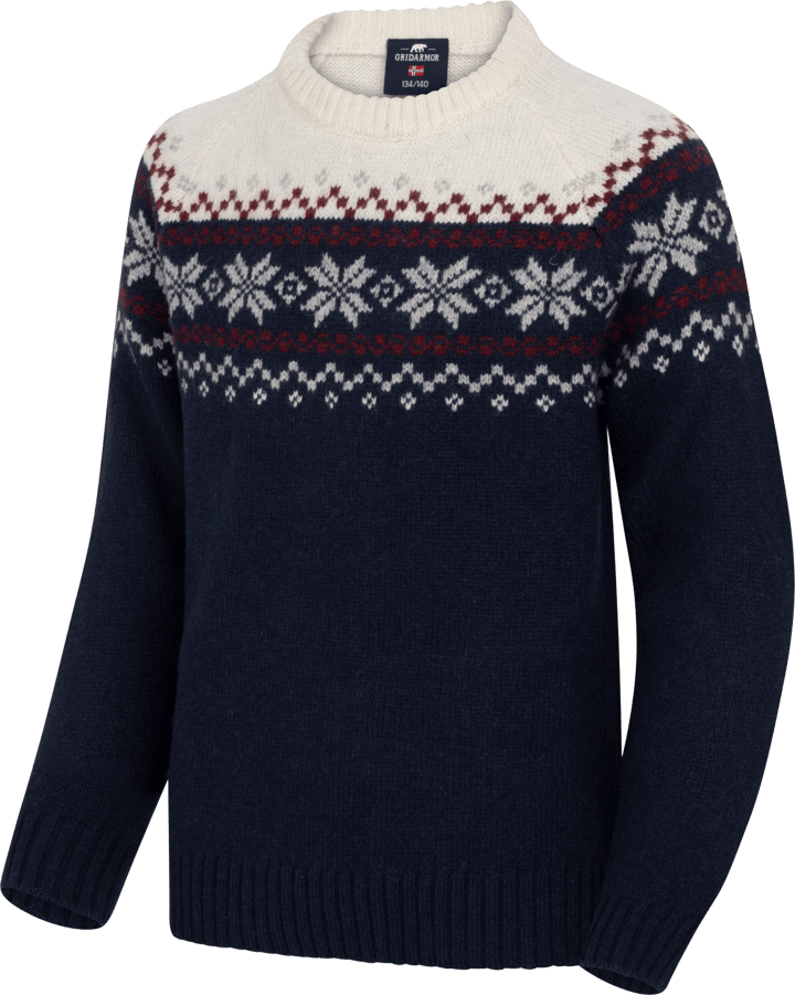 Gridarmor Kids' Snøkrystall Round Neck Ullgenser Navy Blazer/bright White Gridarmor