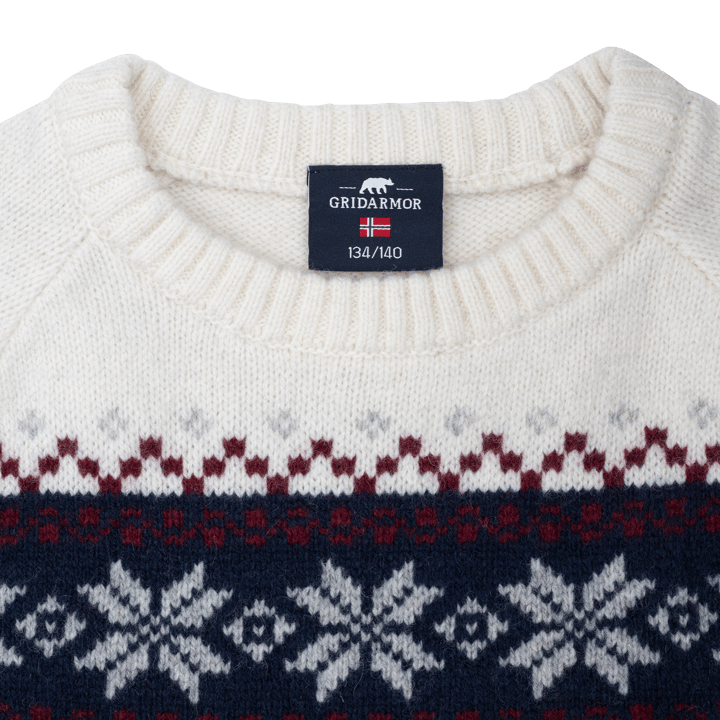 Gridarmor Kids' Snøkrystall Round Neck Ullgenser Navy Blazer/bright White Gridarmor