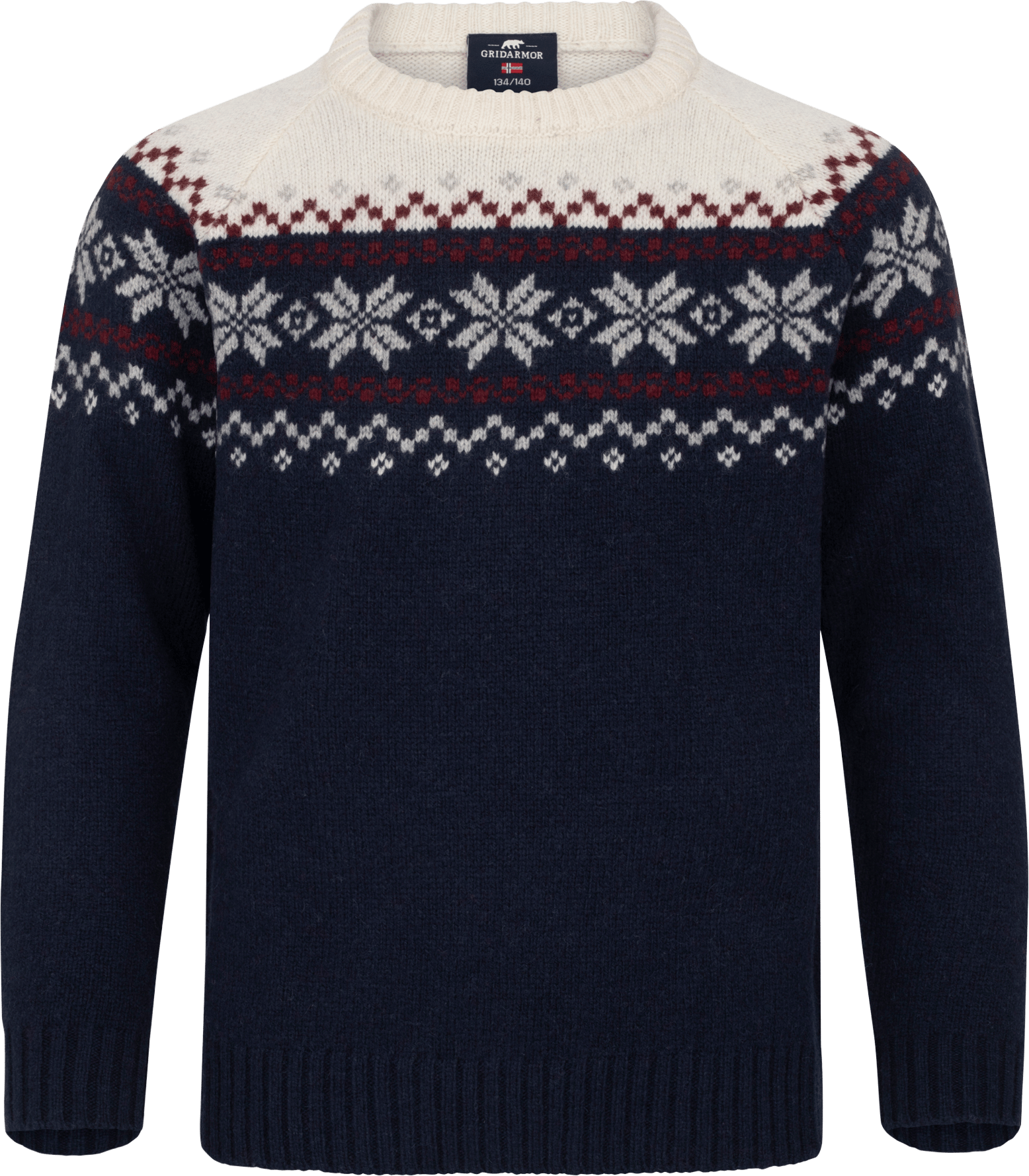 Gridarmor Kids' Snøkrystall Round Neck Ullgenser Navy Blazer/bright