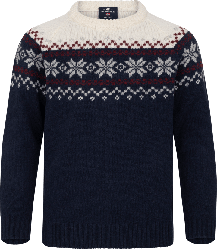 Gridarmor Kids' Snøkrystall Round Neck Ullgenser Navy Blazer/bright White Gridarmor
