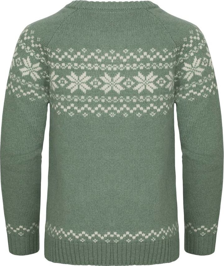 Gridarmor Kids' Snøkrystall Round Neck Ullgenser Green/white Gridarmor