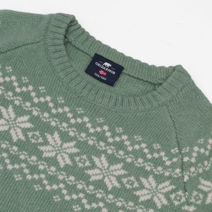 Gridarmor Kids' Snøkrystall Round Neck Ullgenser Green/white Gridarmor Gridarmor Kids' Snøkrystall Round Neck Ullgenser Green/white Gridarmor