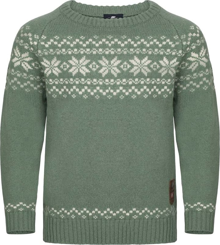 Gridarmor Kids' Snøkrystall Round Neck Ullgenser Green/white Gridarmor