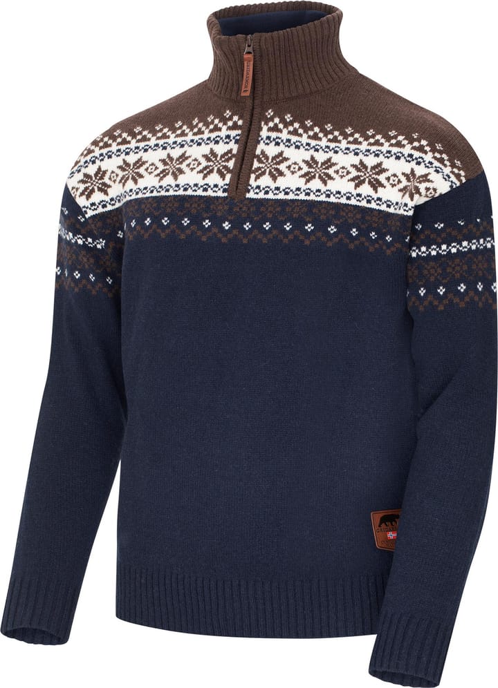 Gridarmor Men's Snøkrystall Half Zip Ullgenser Navy Blazer/bracken Gridarmor