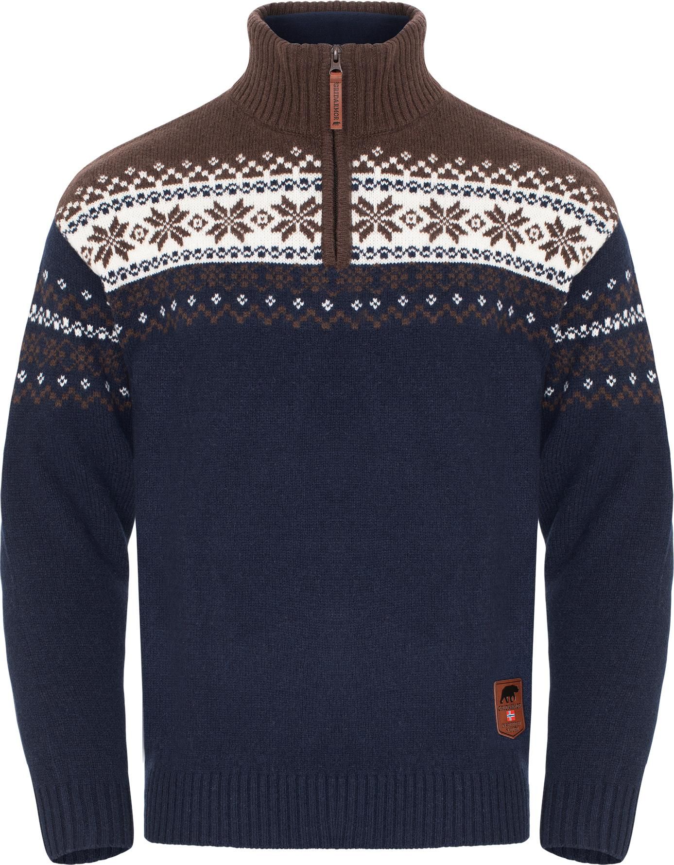 Gridarmor Men's Snøkrystall Half Zip Ullgenser Navy Blazer/bracken