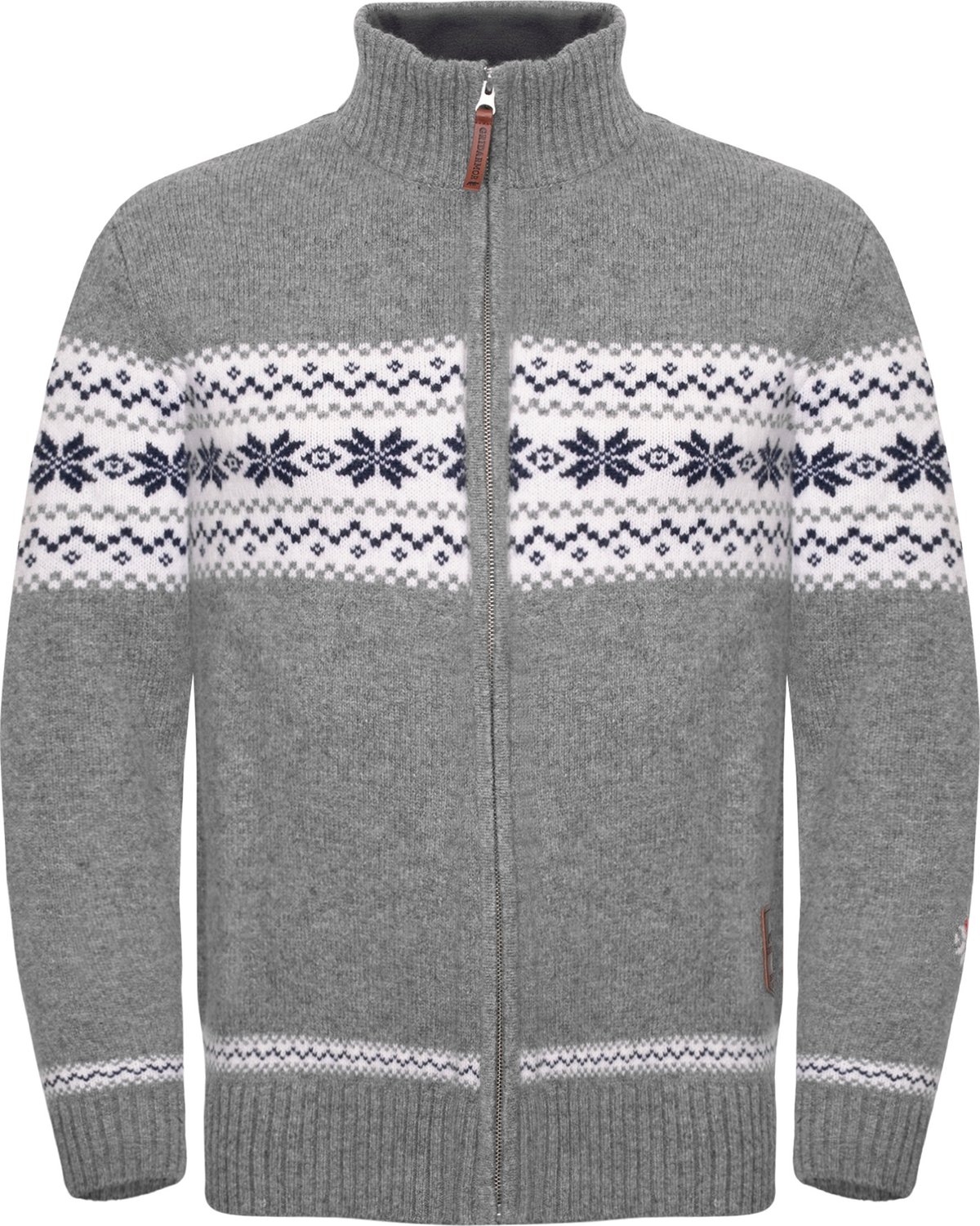 Gridarmor Men's Snøstjerne Full Zip Ullgenser Mid Grey Melange