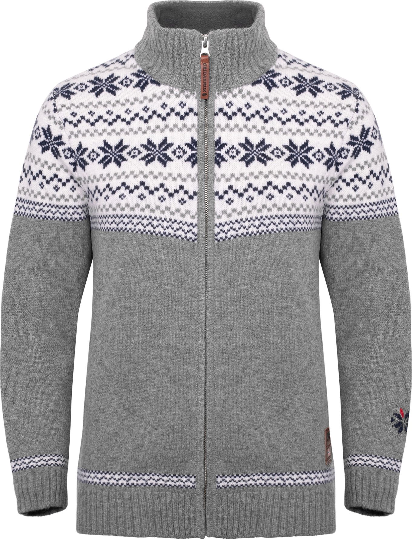 Gridarmor Women's Snøstjerne Full Zip Ullgenser Mid Grey Melange